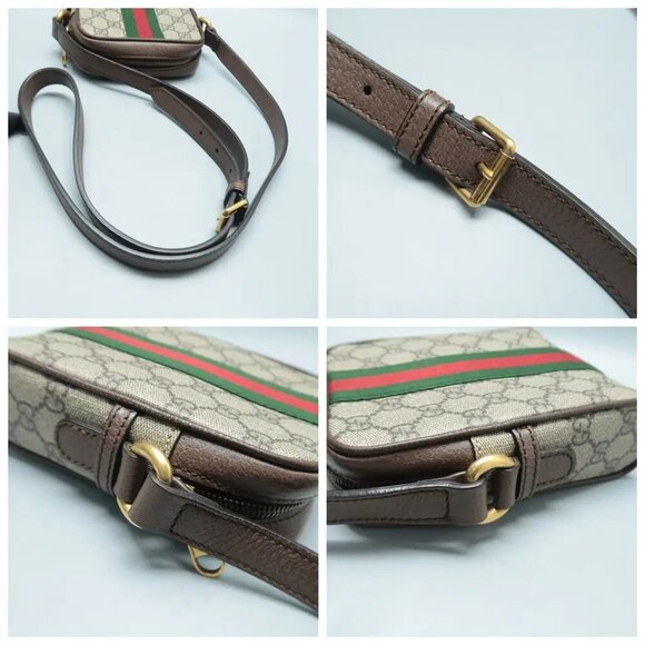 100% Authentic GUCCI  Ophidia Brown Canvas Crossbody Bag 922-12524 - Picture 8 of 12